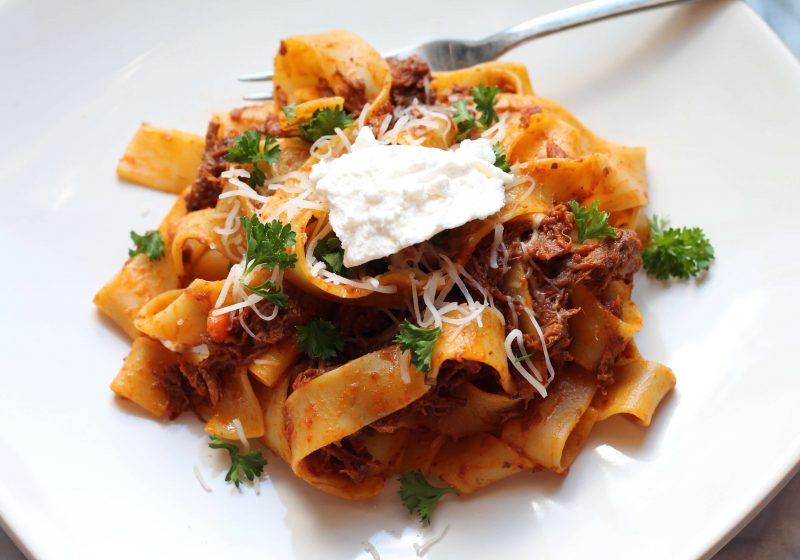 Slow Cooker Beef Ragu with Pappardelle. The best comfort food for a cold, winter day. #SimmeredinTradition #Ragu