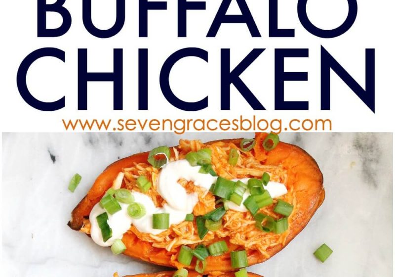 Slow Cooker Buffalo Chicken. The easiest and best sweet potato boats loaded with shredded buffalo chicken. This was so amazingly delicious!