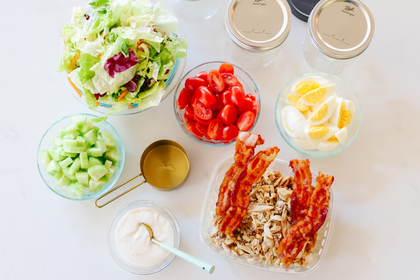 Vegetarian Cobb Salad Jars - FeelGoodFoodie
